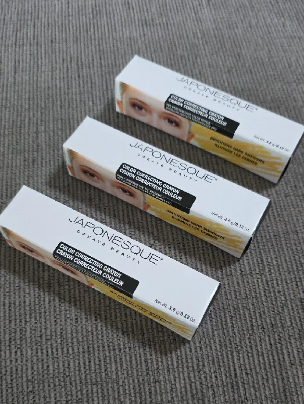 Japonesque Color Correcting Crayon, Shade 01- Yellow, Box Of 3, For Dark Circles